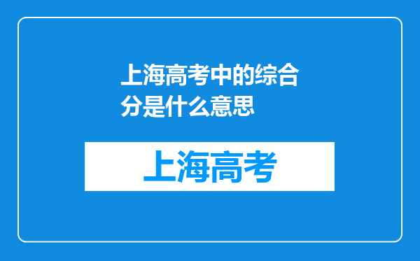 上海高考中的综合分是什么意思