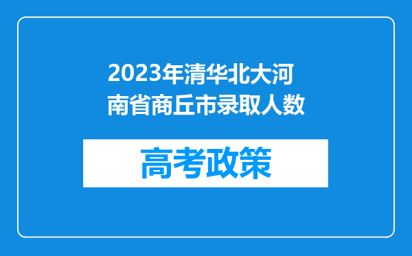 2023年清华北大河南省商丘市录取人数