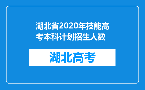 湖北省2020年技能高考本科计划招生人数