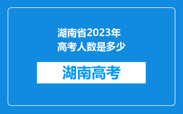 湖南省2023年高考人数是多少