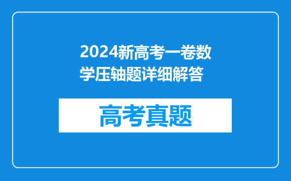 2024新高考一卷数学压轴题详细解答