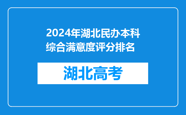 2024年湖北民办本科综合满意度评分排名