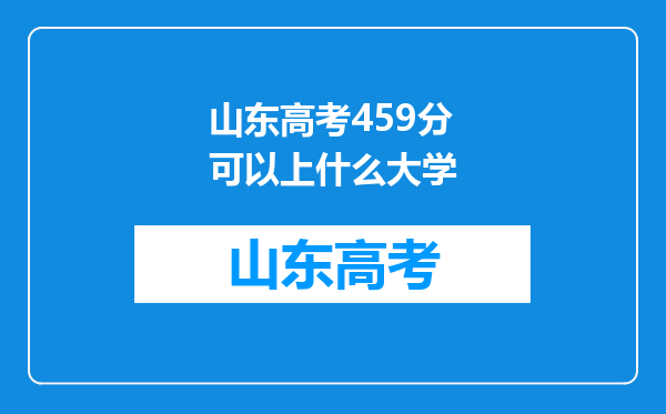 山东高考459分可以上什么大学