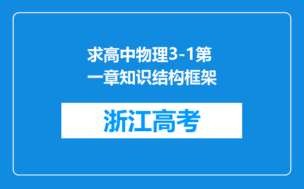 求高中物理3-1第一章知识结构框架