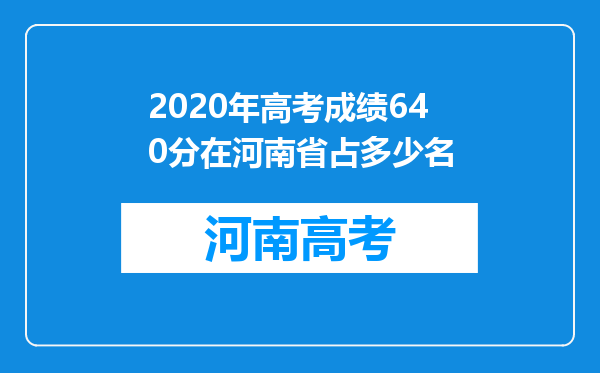 2020年高考成绩640分在河南省占多少名