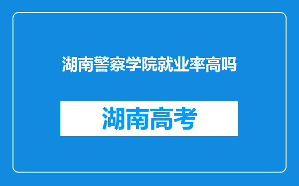 湖南警察学院就业率高吗