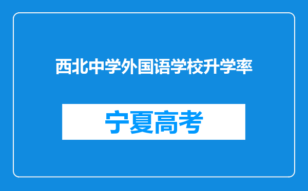 西北中学外国语学校升学率