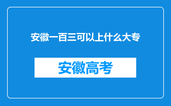 安徽一百三可以上什么大专