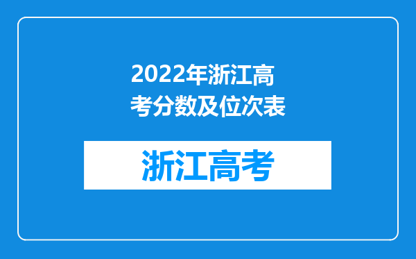 2022年浙江高考分数及位次表