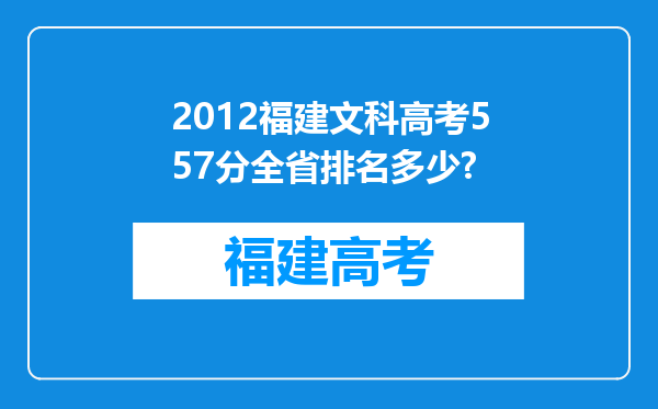 2012福建文科高考557分全省排名多少?