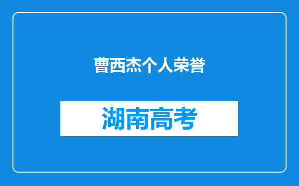 曹西杰个人荣誉