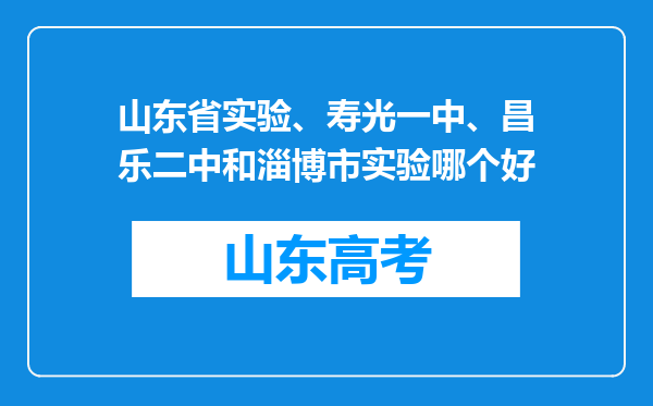 山东省实验、寿光一中、昌乐二中和淄博市实验哪个好