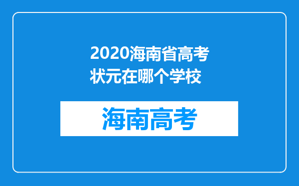 2020海南省高考状元在哪个学校