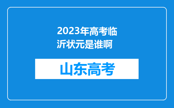 2023年高考临沂状元是谁啊