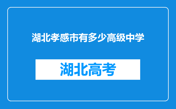 湖北孝感市有多少高级中学