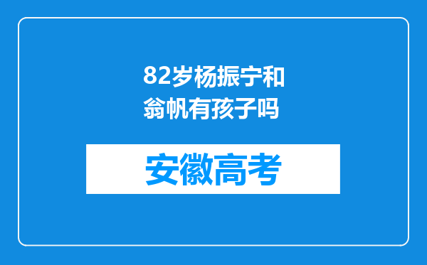 82岁杨振宁和翁帆有孩子吗