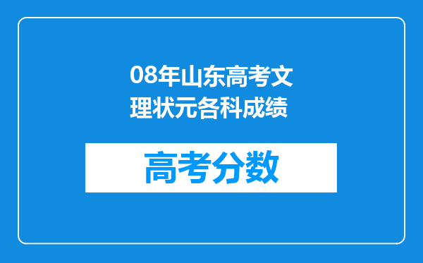 08年山东高考文理状元各科成绩