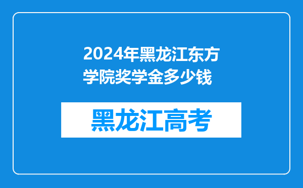 2024年黑龙江东方学院奖学金多少钱