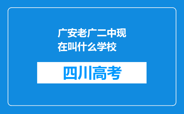 广安老广二中现在叫什么学校