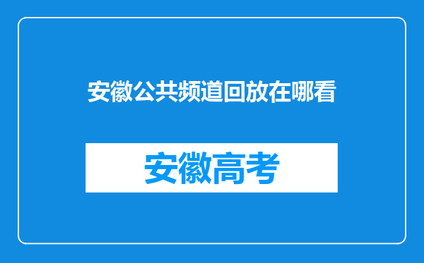 安徽公共频道回放在哪看