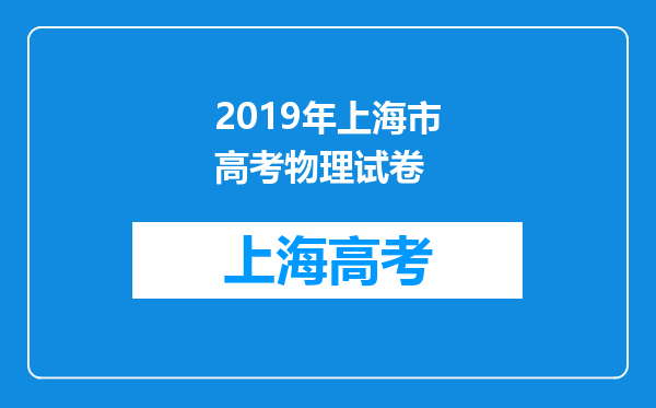 2019年上海市高考物理试卷