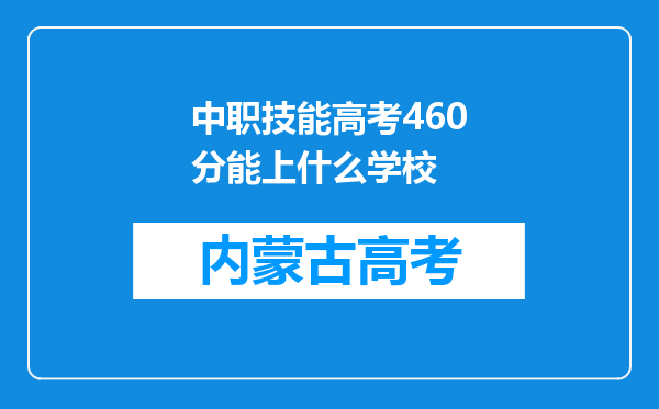 中职技能高考460分能上什么学校