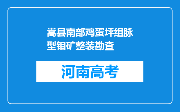 嵩县南部鸡蛋坪组脉型钼矿整装勘查