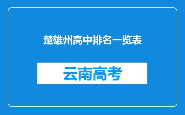 楚雄州高中排名一览表