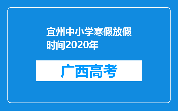 宜州中小学寒假放假时间2020年