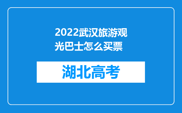 2022武汉旅游观光巴士怎么买票