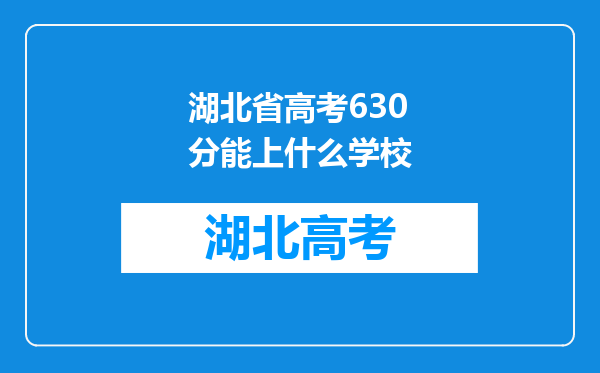 湖北省高考630分能上什么学校