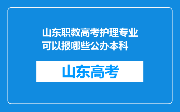 山东职教高考护理专业可以报哪些公办本科