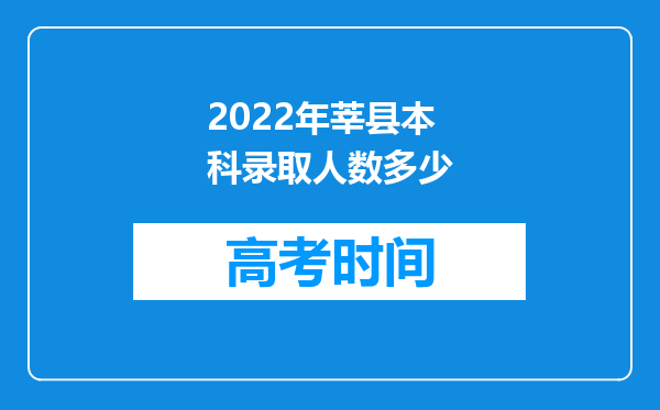 2022年莘县本科录取人数多少