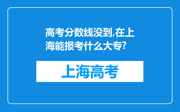 高考分数线没到,在上海能报考什么大专?