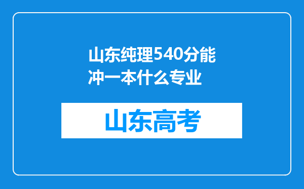 山东纯理540分能冲一本什么专业