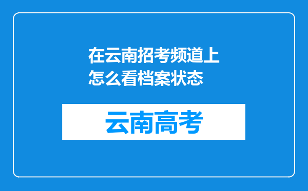 在云南招考频道上怎么看档案状态