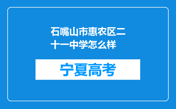 石嘴山市惠农区二十一中学怎么样