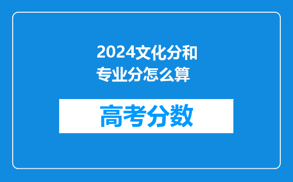 2024文化分和专业分怎么算