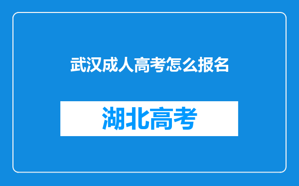 武汉成人高考怎么报名