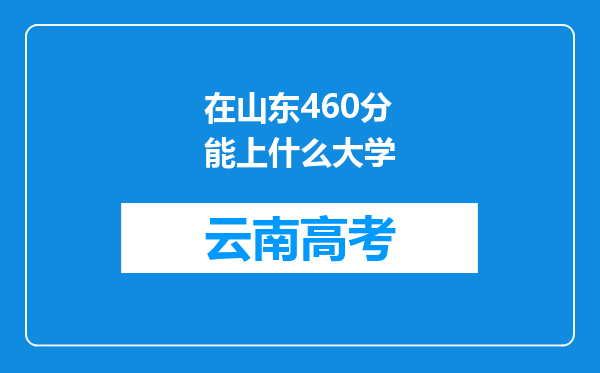 在山东460分能上什么大学