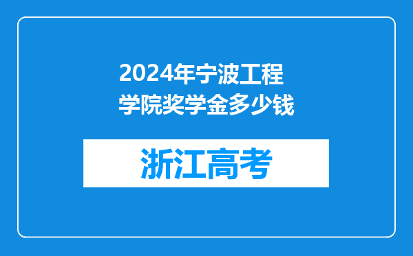 2024年宁波工程学院奖学金多少钱