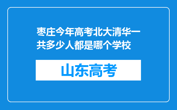 枣庄今年高考北大清华一共多少人都是哪个学校