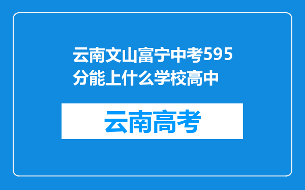 云南文山富宁中考595分能上什么学校高中