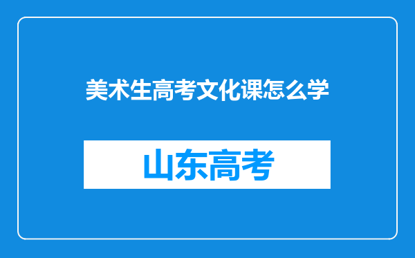 美术生高考文化课怎么学