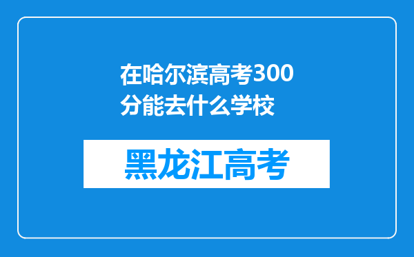 在哈尔滨高考300分能去什么学校