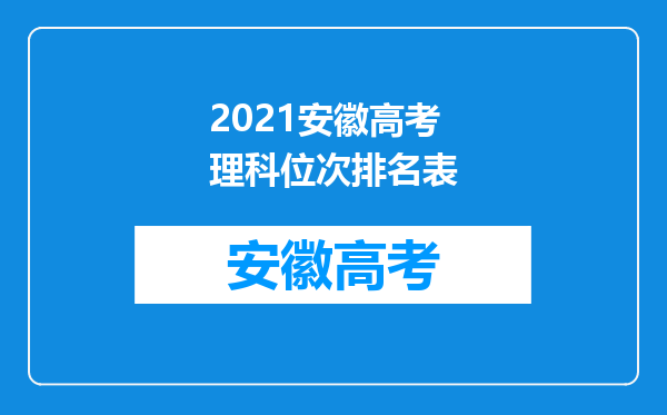 2021安徽高考理科位次排名表