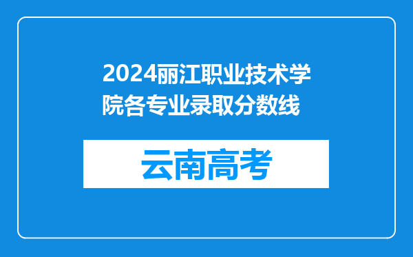 2024丽江职业技术学院各专业录取分数线