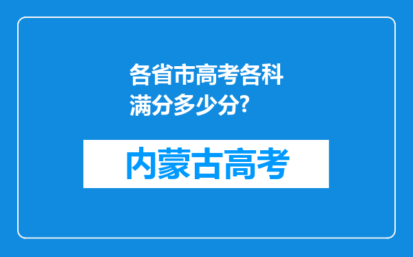 各省市高考各科满分多少分?