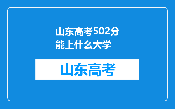 山东高考502分能上什么大学