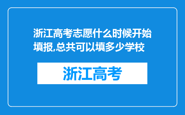 浙江高考志愿什么时候开始填报,总共可以填多少学校